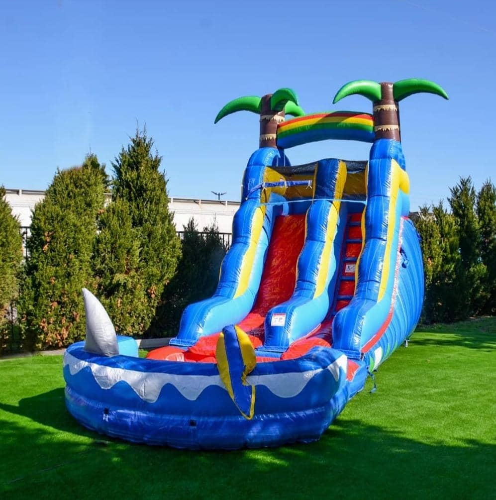 18 Foot Shark Bay Palm Water Slide with Round Pool