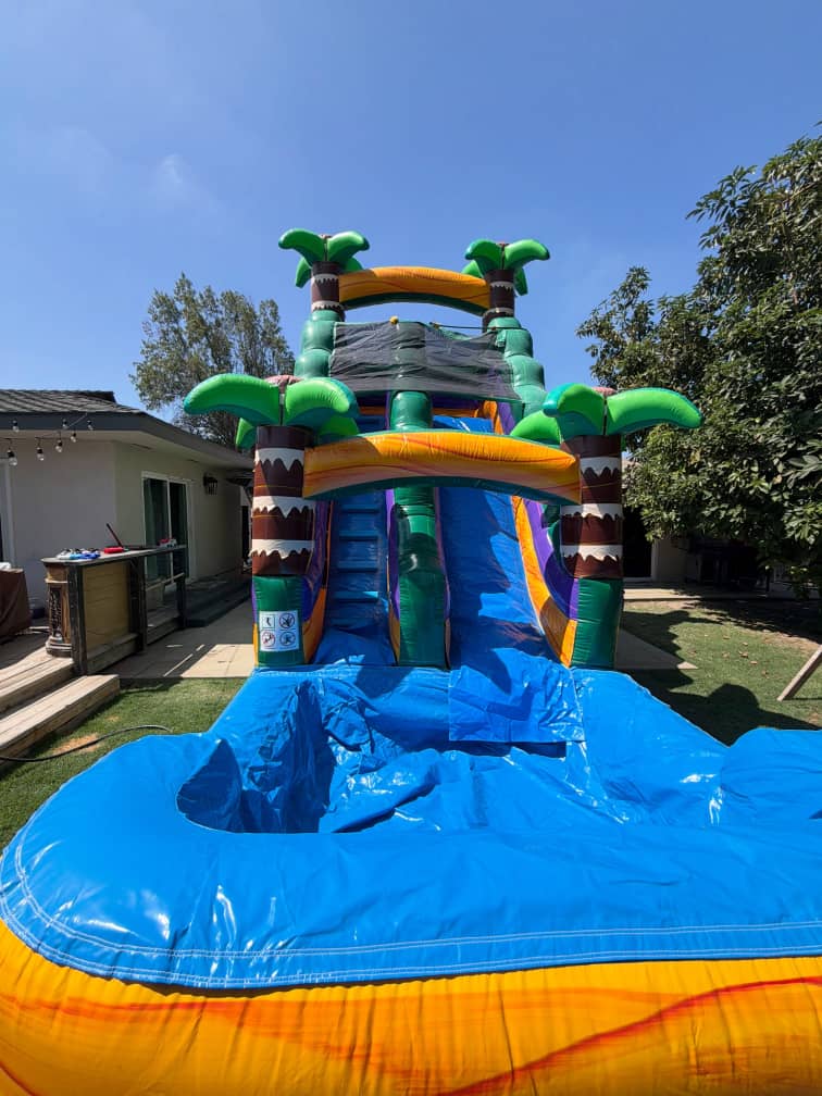 18 Foot Jungle Palm Splash Slide with Pool