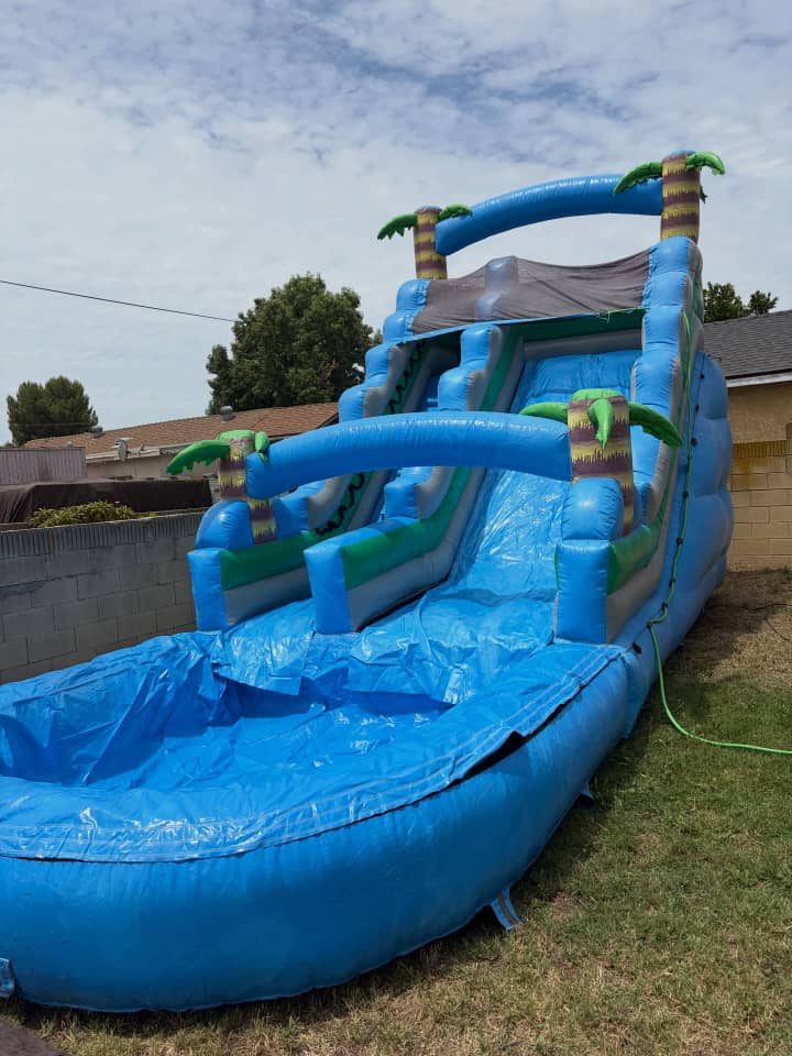 20 Foot Blue Lagoon Palm Water Slide with Pool