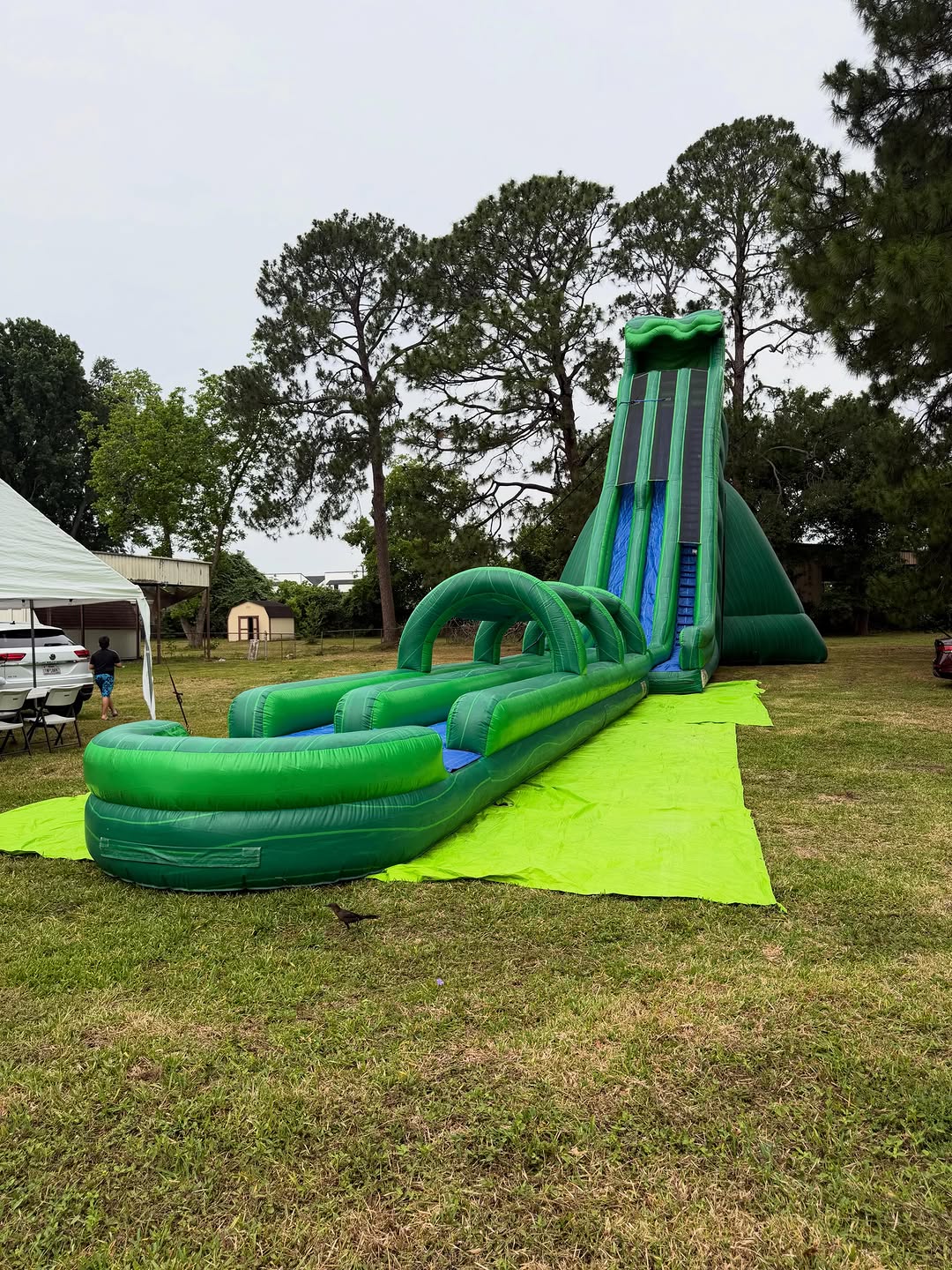 32 Foot Green Monster Slide with Slip Lane