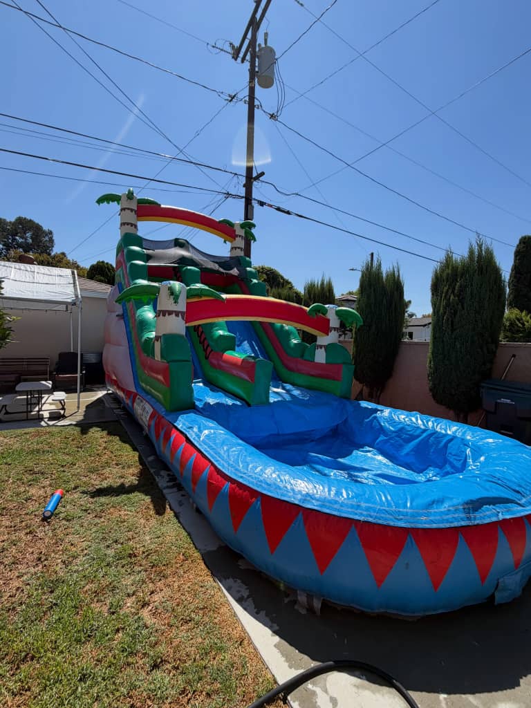 20 Foot Tropical Shark Splash Slide with Pool